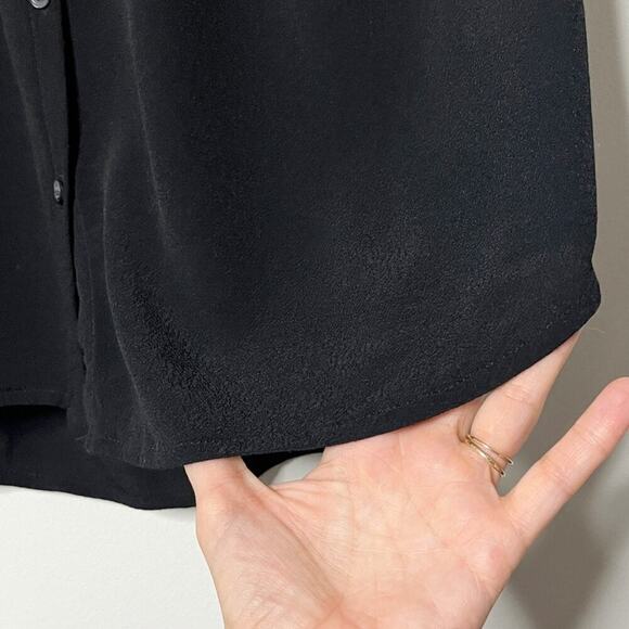 Madewell Womens Central Drapey Shirt S Black Oversized Button Front Short Sleeve - Picture 4 of 8